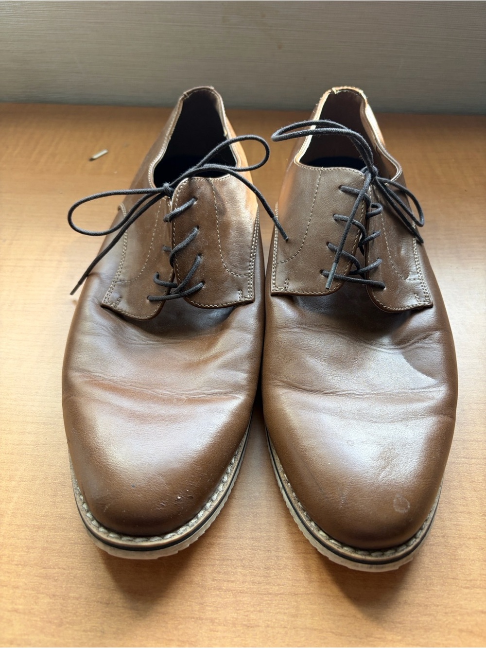 H&M Brown Leather Derby Shoes with Black Laces